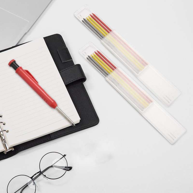 3 Pcs Solid Carpenter Pencil with 24 Pieces Leads Refills Sharpener