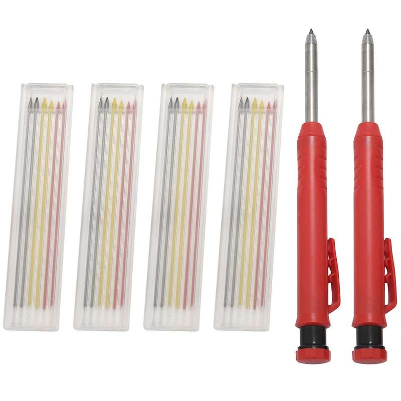 3 Pcs Solid Carpenter Pencil with 24 Pieces Leads Refills Sharpener