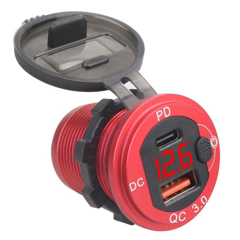 Car Charger Adapter Pd Qc 3.0 Dual Port Led Display Voltage Measure C