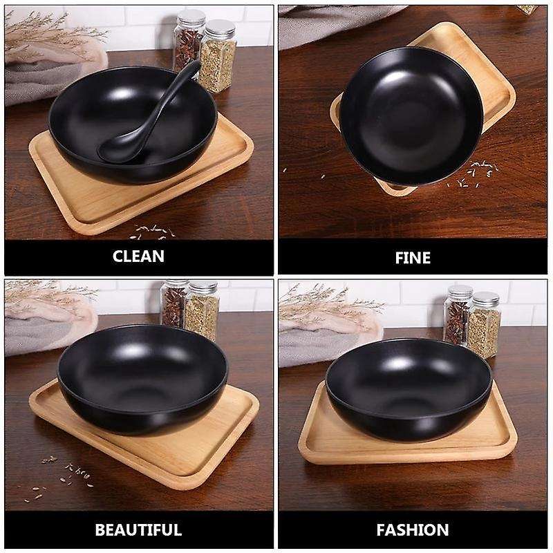 2pcs Japanese Style Ramen Bowls Stylish Food Container Black
