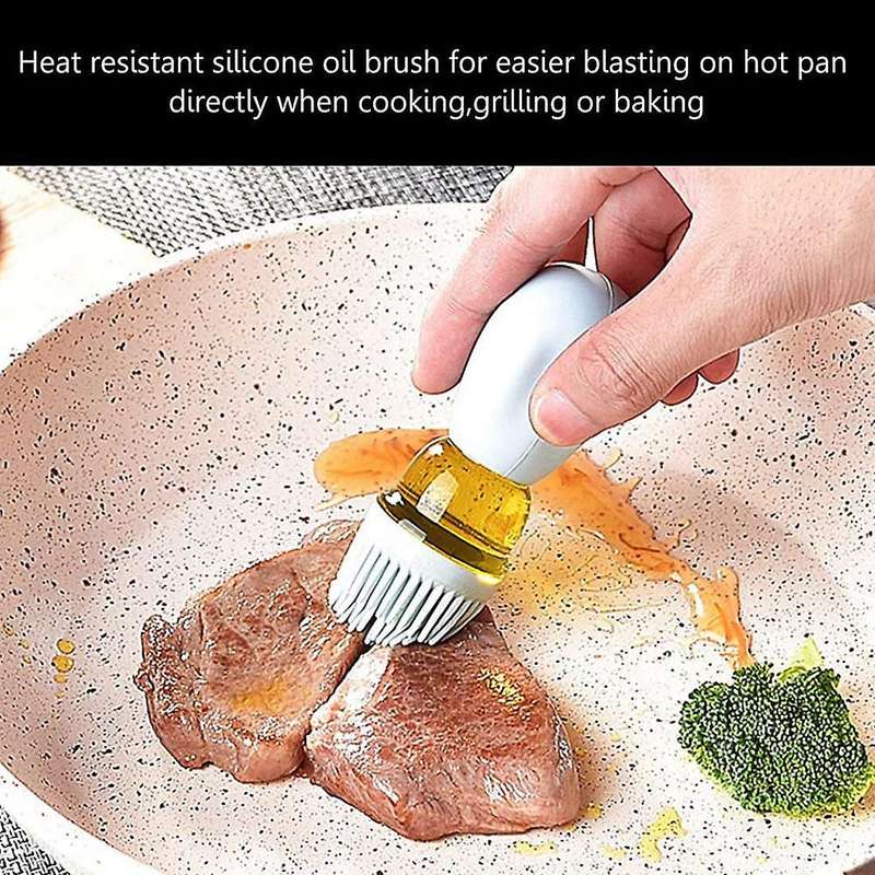 2 Refueling Bottles with Grill Brush-oil Storage Kitchen Brown