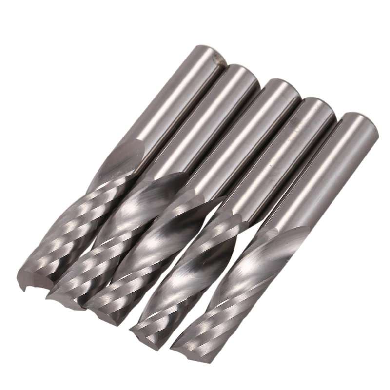 5pcs 6mm 1/4 Inch Carbide Cnc Bits Single Flute End Mill Tools 22mm