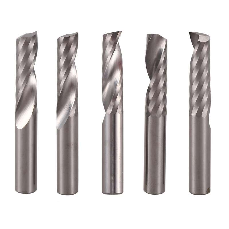 5pcs 6mm 1/4 Inch Carbide Cnc Bits Single Flute End Mill Tools 22mm