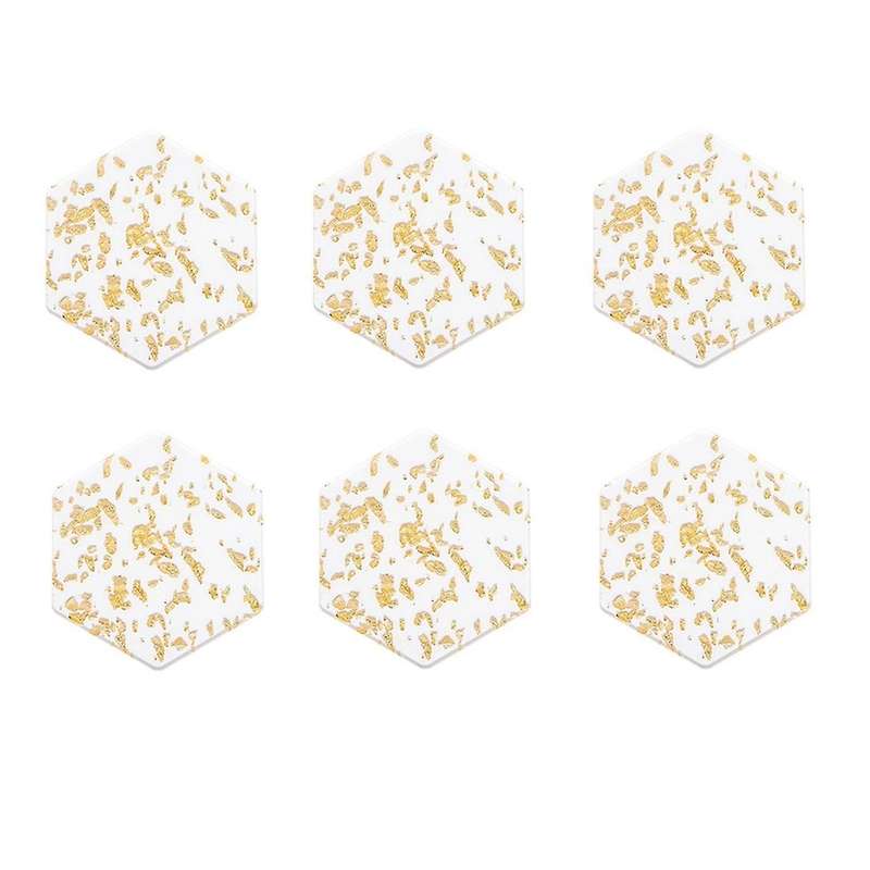 6pcs Acrylic Gold Foil Coaster Heat Insulation Cup Mat for Home B