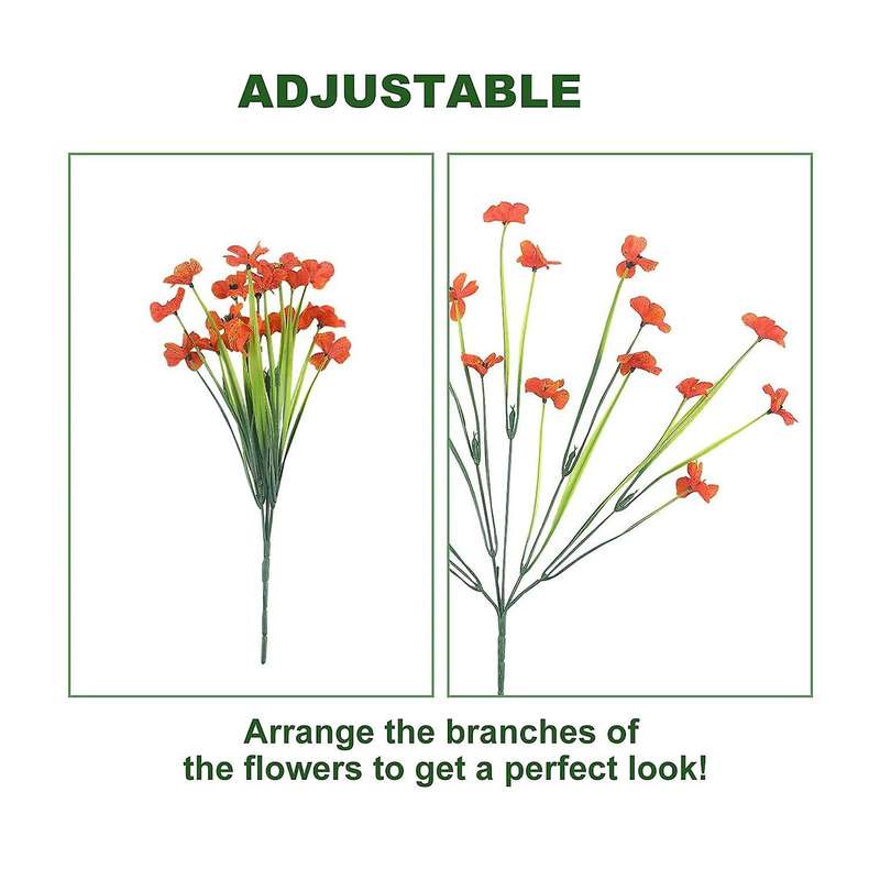 Artificial Outdoor Plants and Flowers 12 Bundles,red Yellow Orange