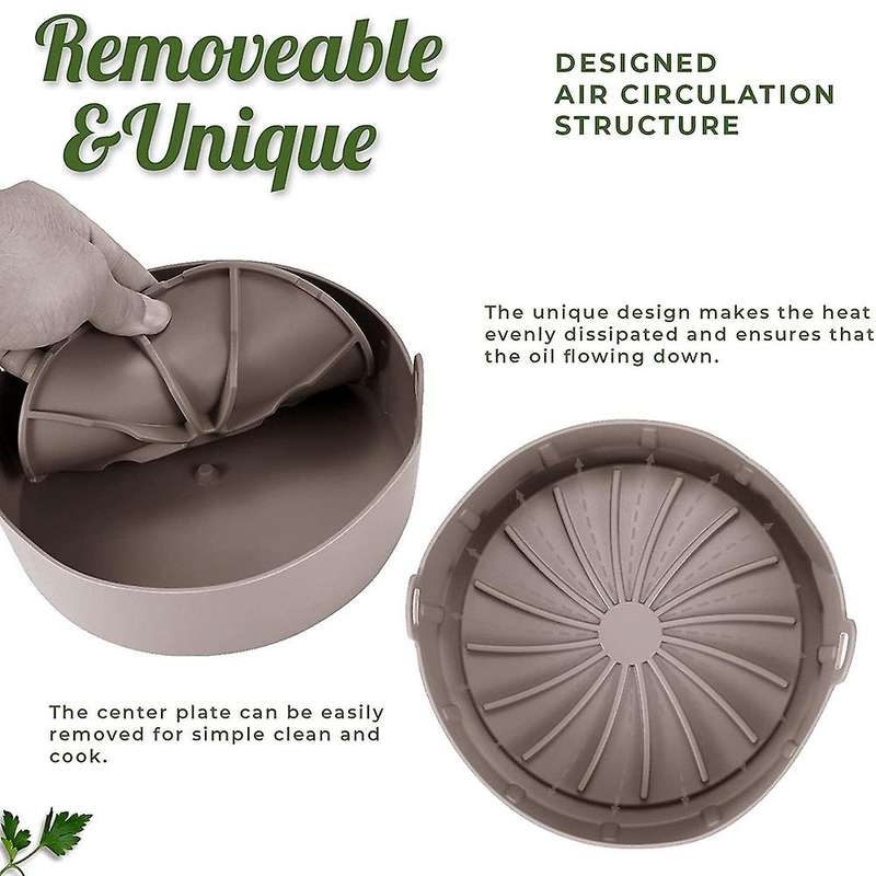 Air Fryer Silicone Pot, with Removable Base,accessories Brown 6.3inch