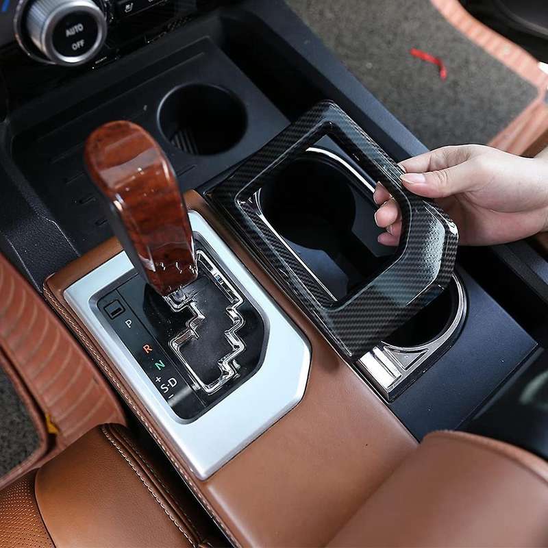 Center Console Gear Shift Panel Frame Trim, Abs Carbon Fiber