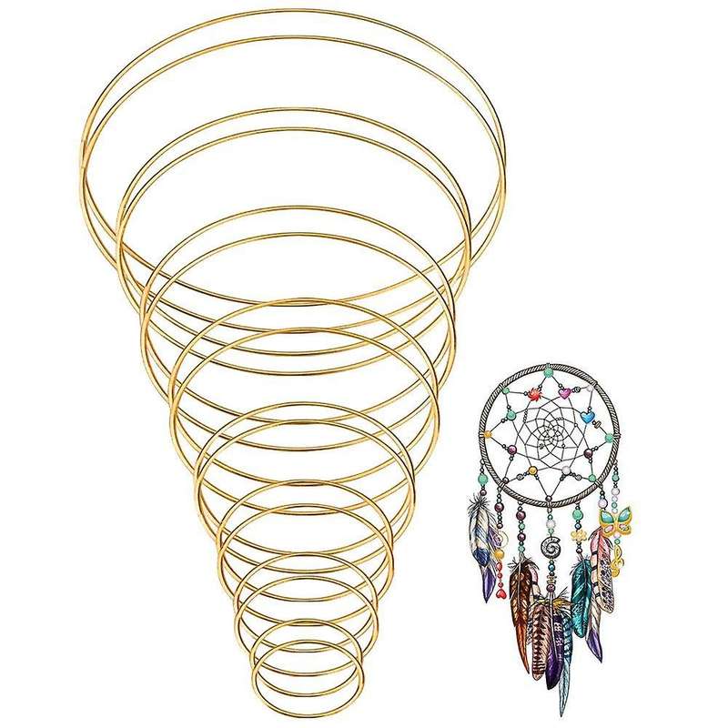 16pcs Dream Catcher Rings 8 Size Metal Hoops for Dreamcatchers