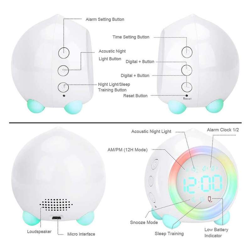 Kids Alarm Clock for Kids Color Night Light, Adjustable Blue