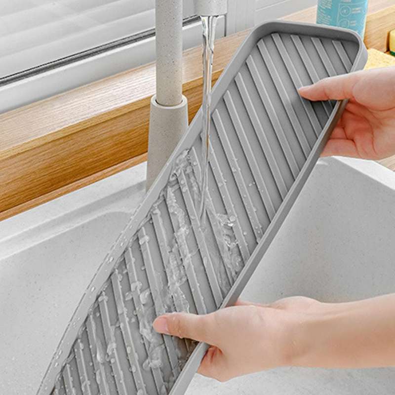 Silicone Organizer Tray, Soap and Sponge Holder for Kitchen(purple)