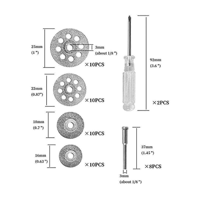 40pcs Diamond Cutting Wheel Kit with 8 Pcs 3mm Mandrel