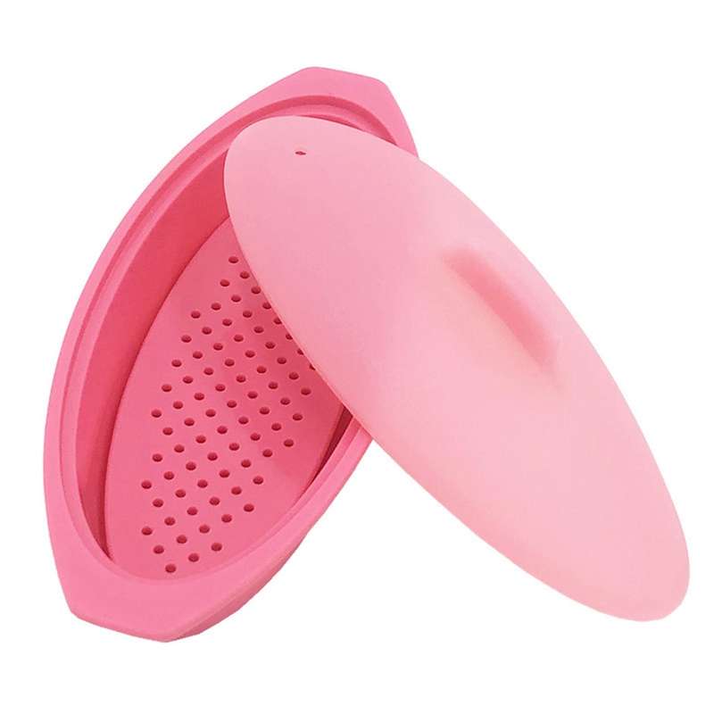 Microwave Steamer Silicone Steamer with Handle for Meal Prep- Pink