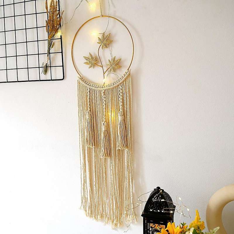 Macrame Dream Catcher, Boho Leaf Dream Catcher Wall Decor, Bohemian