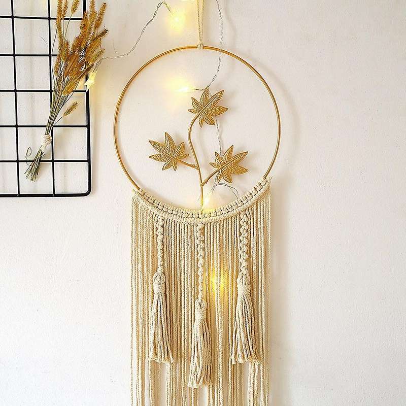 Macrame Dream Catcher, Boho Leaf Dream Catcher Wall Decor, Bohemian