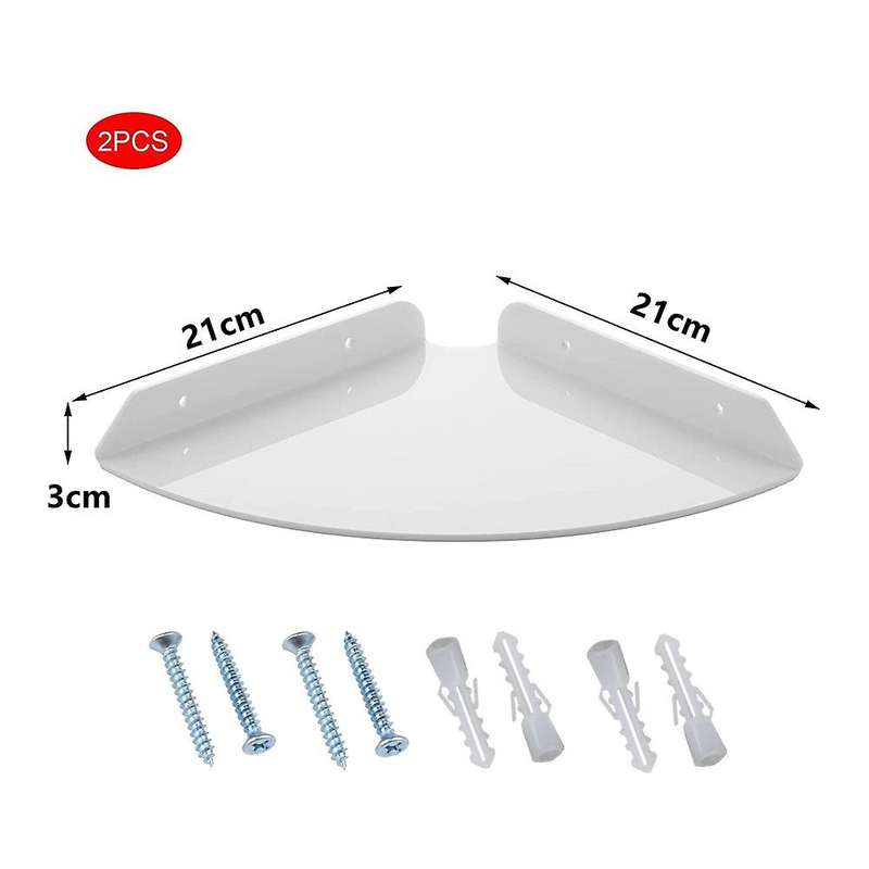 2pcs Acrylic Corner Shelf Floating Wall Storage Display Holder,white