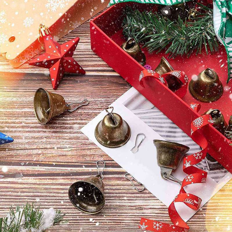 30 Pcs Bells Craft Small Bells Brass Bells Vintage Bells with Hooks