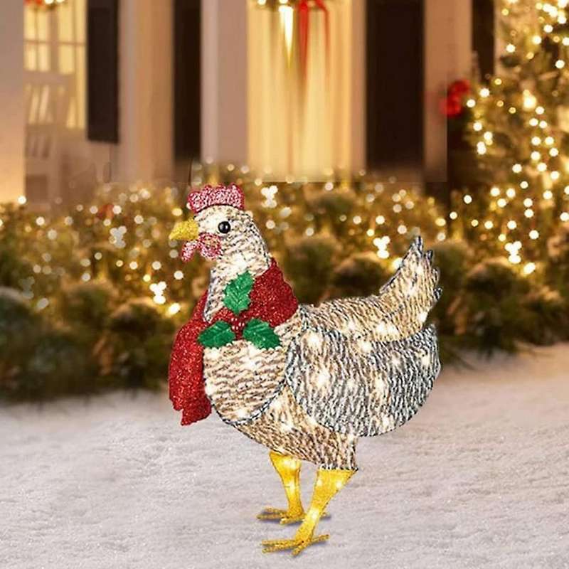 Light-up Chicken with Scarf Christmas Holiday Decoration Big