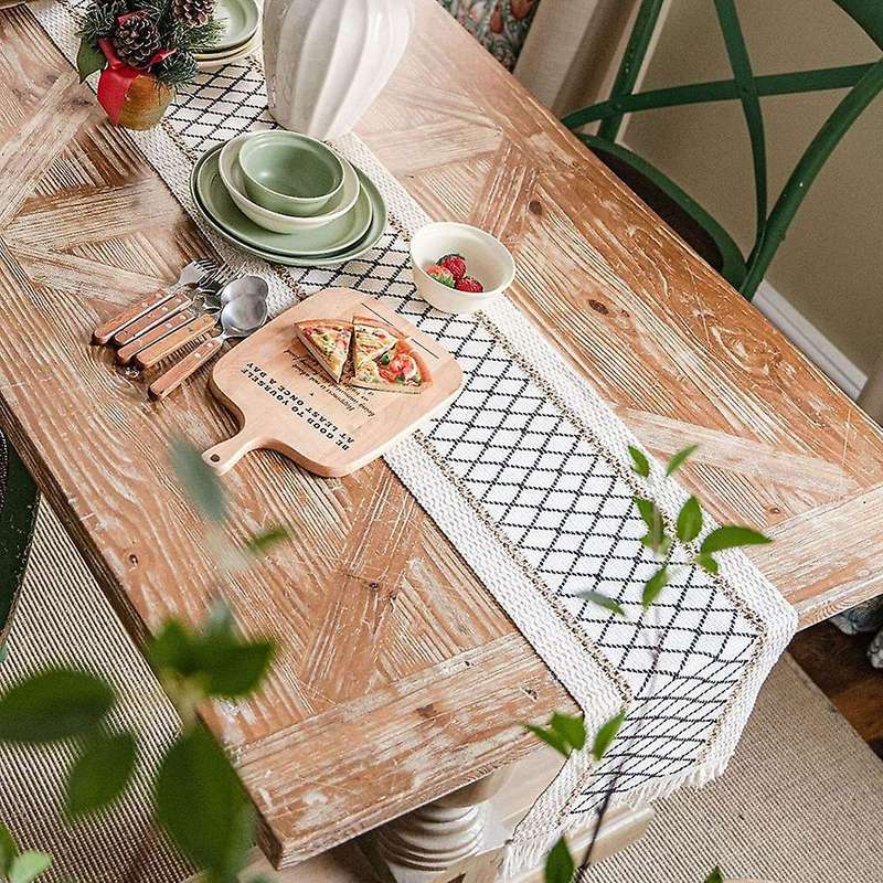 Bohemian Dining Table Runner - Jute Burlap Natural Table Runner