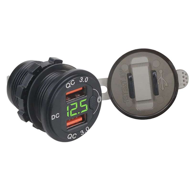 Qc3.0 Car Dual Usb Port Charger Socket with Switch for Marine C