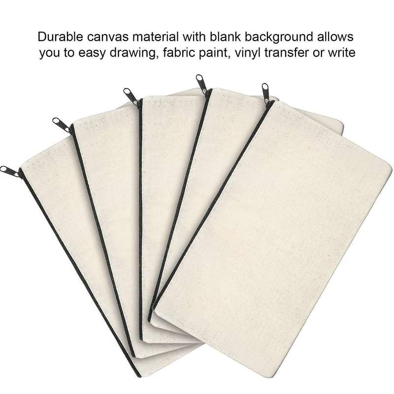 Canvas Zip Bag Canvas Pencil Bag Canvas Travel Diy Crafts School 20
