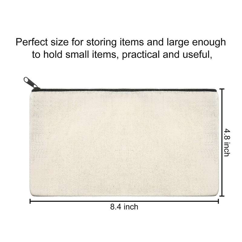 Canvas Zip Bag Canvas Pencil Bag Canvas Travel Diy Crafts School 20