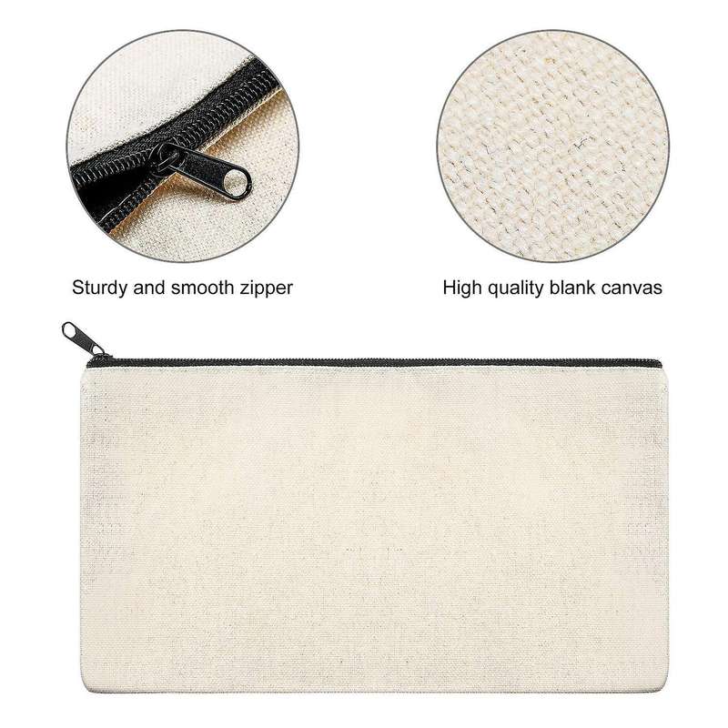 Canvas Zip Bag Canvas Pencil Bag Canvas Travel Diy Crafts School 20