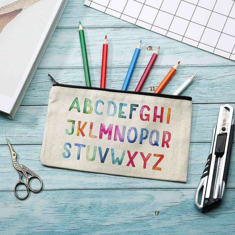 Canvas Zip Bag Canvas Pencil Bag Canvas Travel Diy Crafts School 20