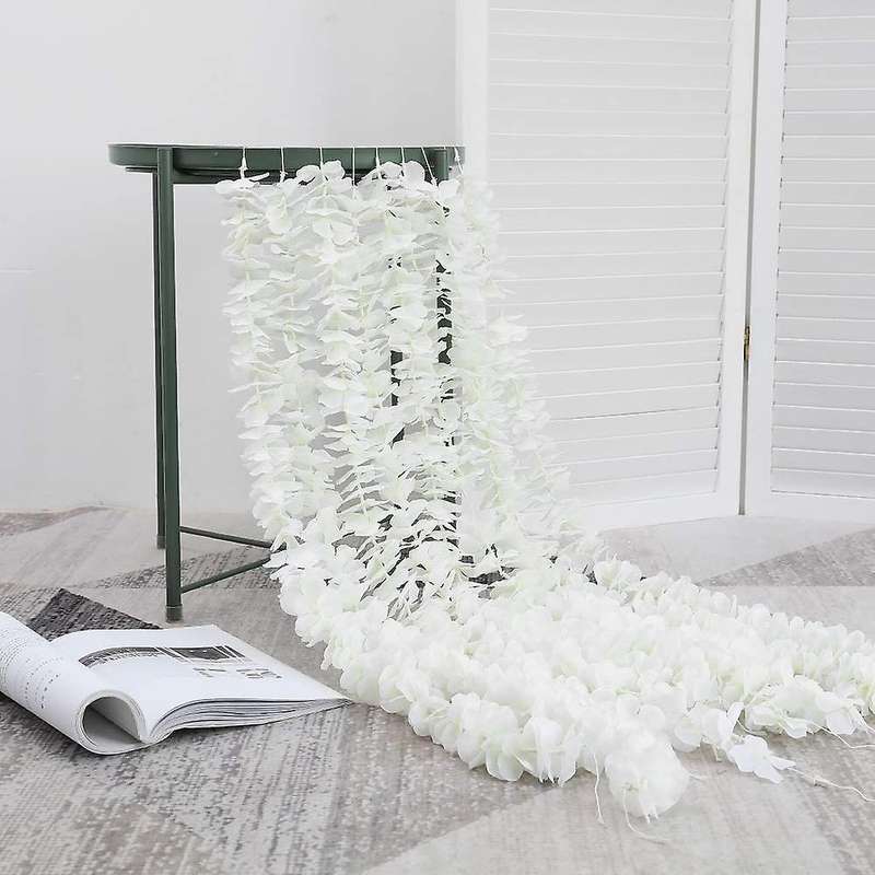 Artificial Silk Wisteria Vine Hanging Flowers Arch Decor,10 Pcs White