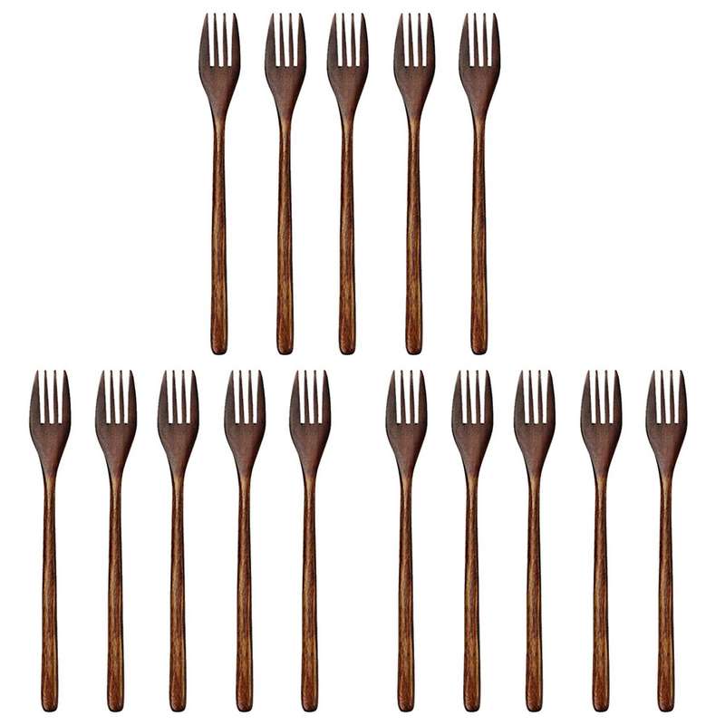 Wooden Forks, 15 Pieces Wood Salad Dinner Fork Tableware