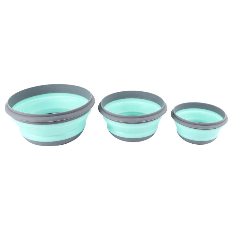 3pcs/set Bowl Sets Silicone Folding Lunch Box Folding with Lid Blue
