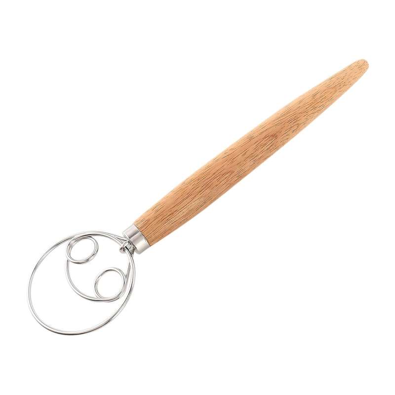 3pcs Mixing Whisk Tools for Kitchen Baking Wooden Handle Manual Mixer