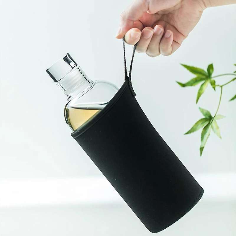 500ml Glass Bottle with Time Cover for Water Drinks Transparent