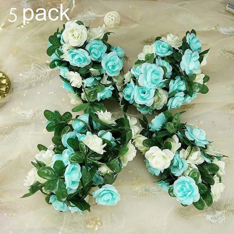 5 Pcs 41ft Artificial Rose Garland Vine Hanging Rose(a)