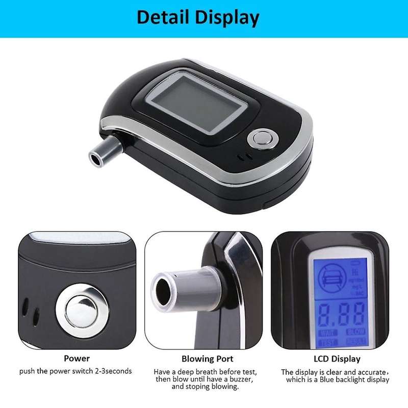 At6000 Alcohol Tester with 10 Mouthpieces Breath Breathalyzer