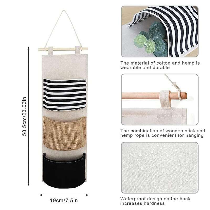 Wall Closet Hanging Storage Bag Premium Cotton Linen