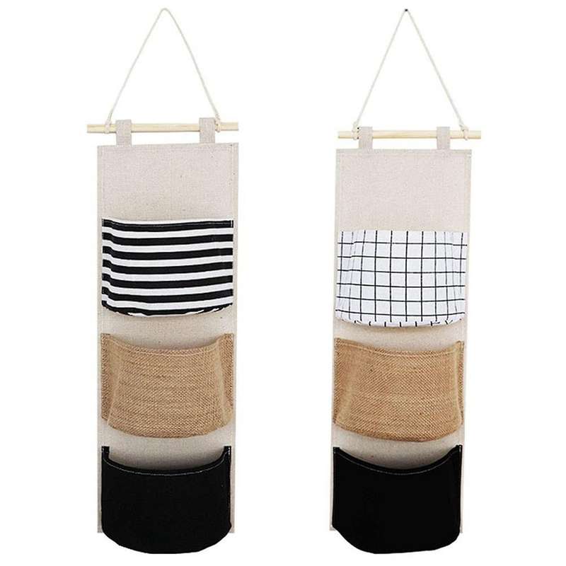Wall Closet Hanging Storage Bag Premium Cotton Linen