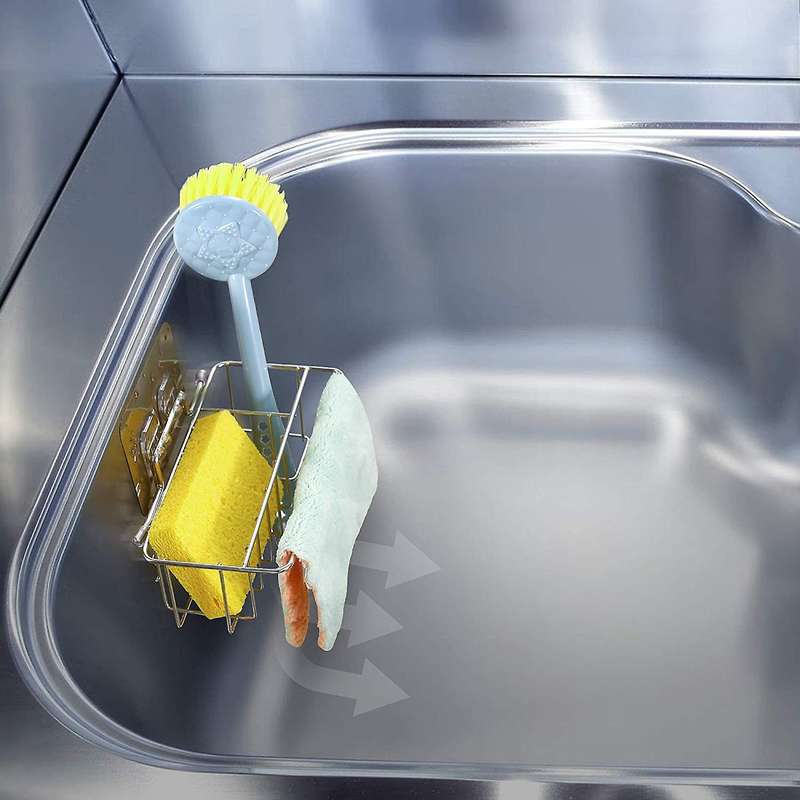 3-in-1 Sponge Holder,stainless Steel Kitchen Sink Organization Basket