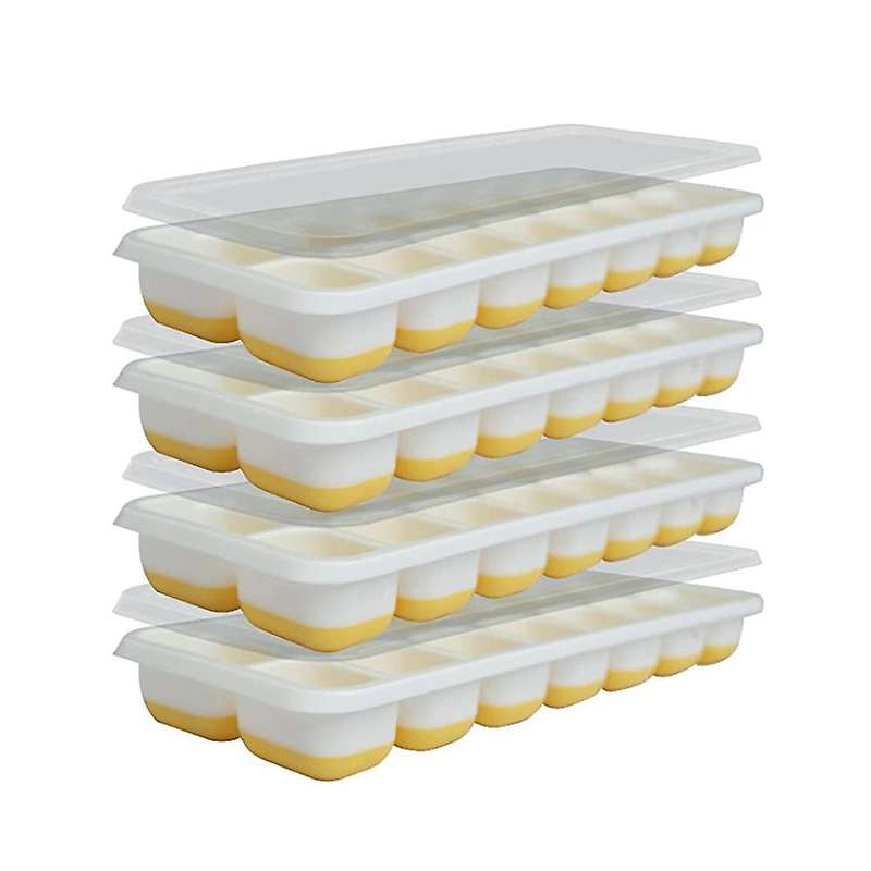 4pcs Silicone Ice-cube Trays with Lid Base for Easy Release Ice-cubes
