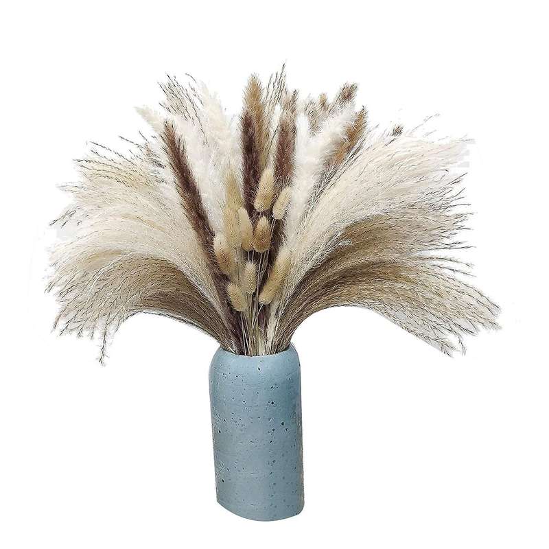 80pcs Dried Pampas Grass Decor 17.32 Inch Pampas Grass for Home Decor