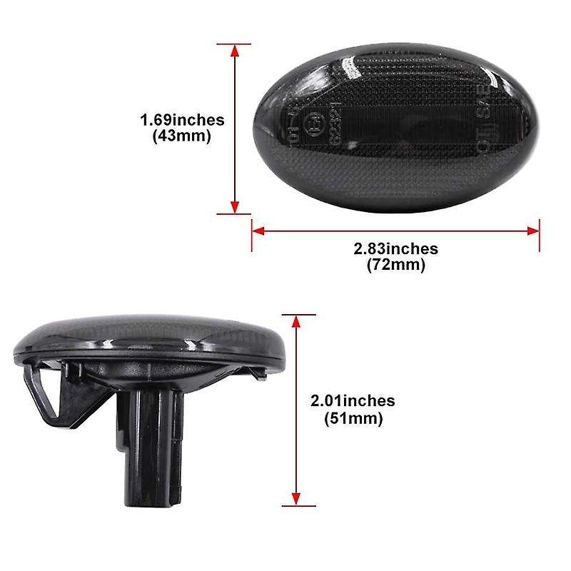 2pcs Amber Led Side Marker Lamp for Subaru Impreza Wrx Smoked