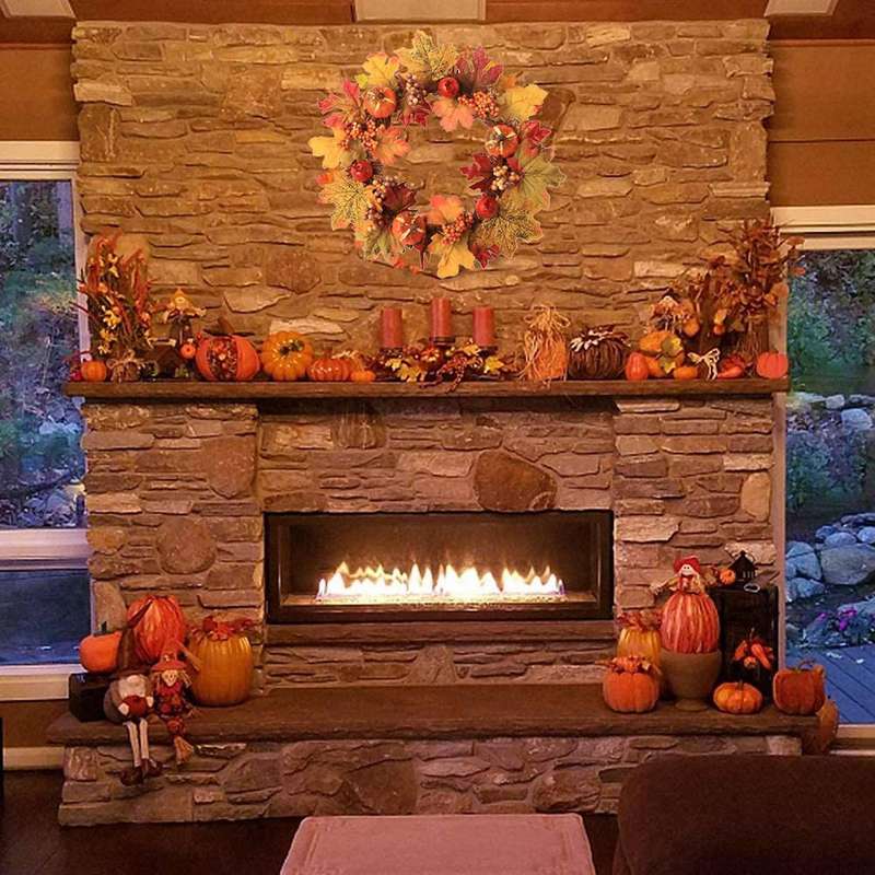 Pumpkin Maple Wreath Halloween Wreath Thanksgiving Garland Decoration