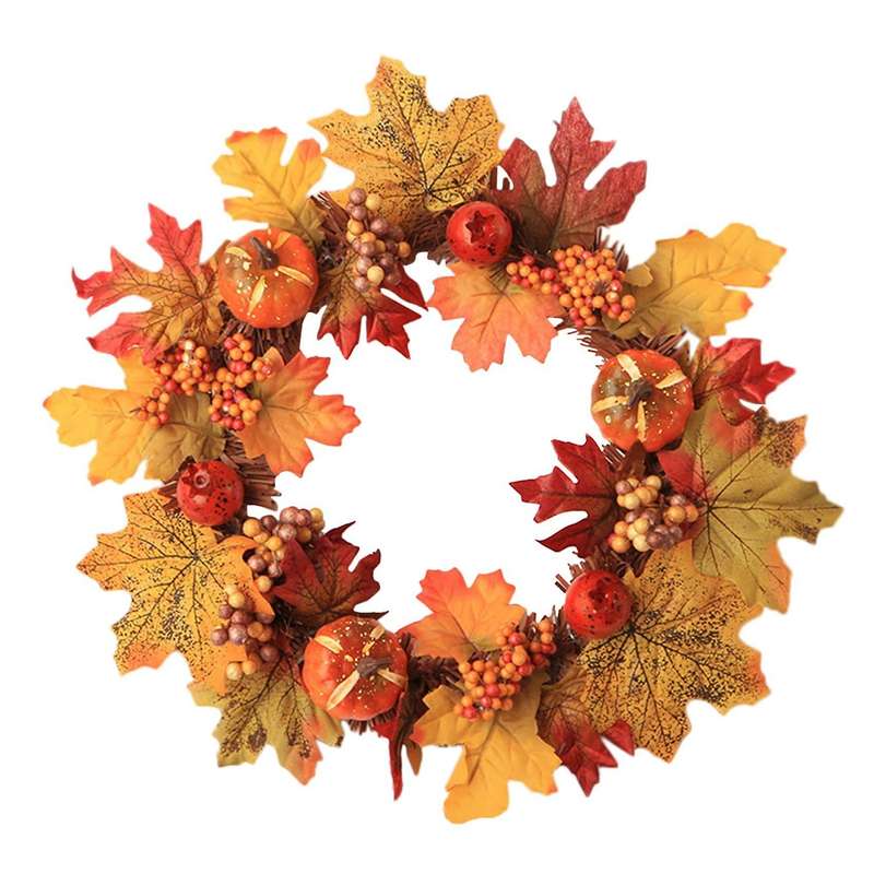 Pumpkin Maple Wreath Halloween Wreath Thanksgiving Garland Decoration