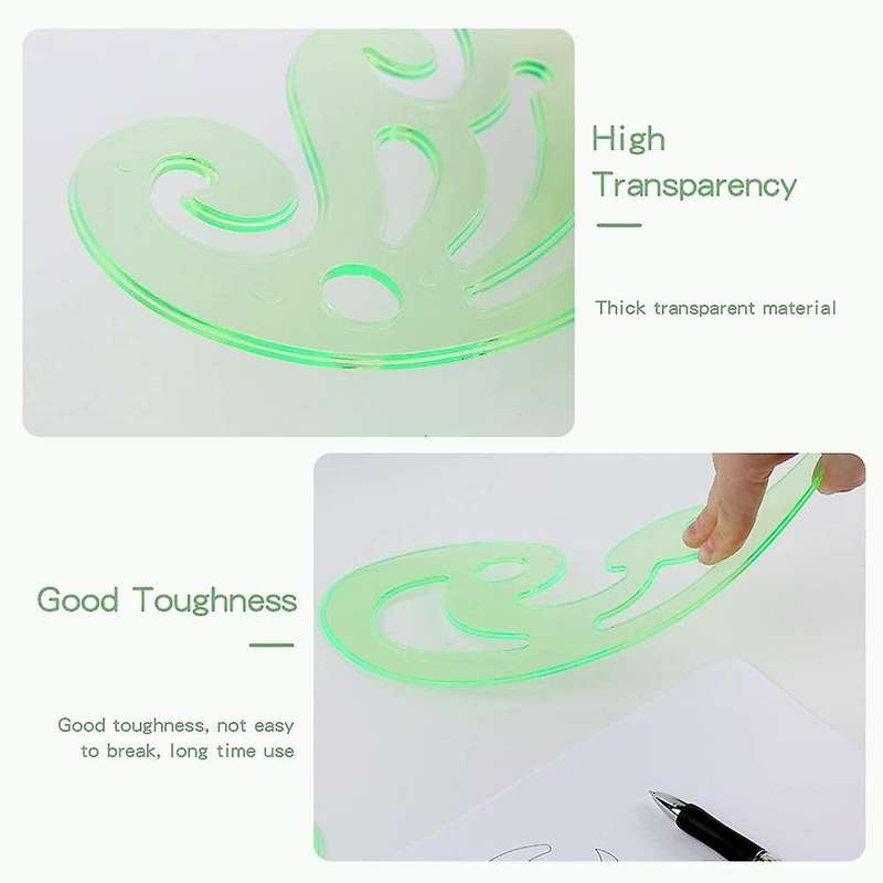 9pcs Templates Measuring Ruler Shape Stencils Drawing Set Plastic
