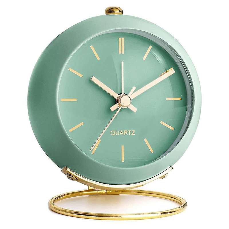 Battery Operated Desk Alarm Clocks with Light,retro Silent Green