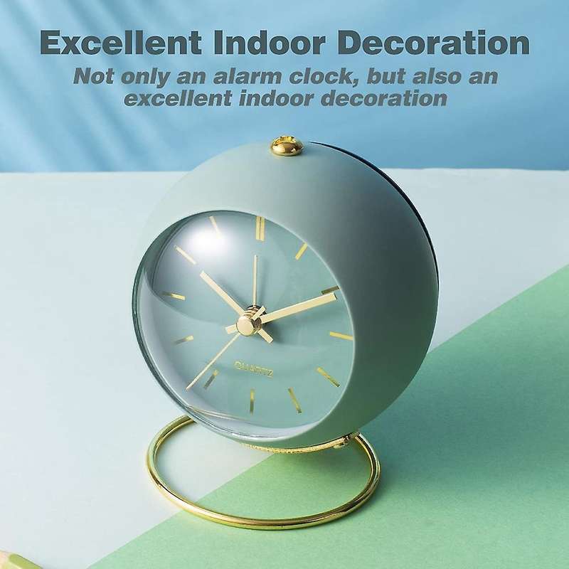 Battery Operated Desk Alarm Clocks with Light,retro Silent Green