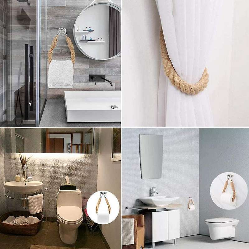 2 Pieces Nautical Rope Toilet Paper Holder Bathroom Home Decoration