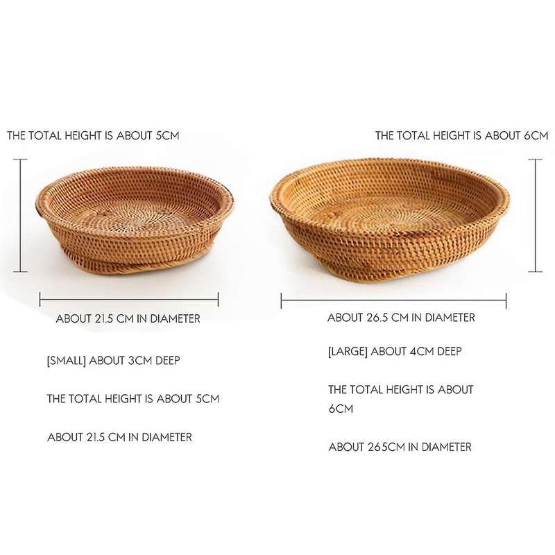 Fruit Basket Handmade Rattan Storage Basket Woven Basket Household, S