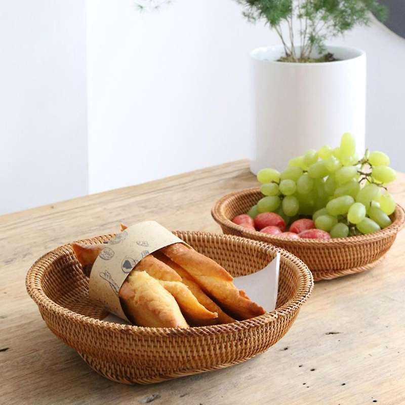 Fruit Basket Handmade Rattan Storage Basket Woven Basket Household, S