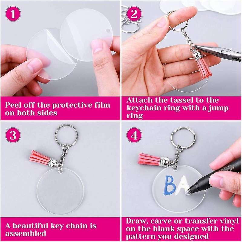 120 Pcs Acrylic Keychain Handmade Diy Set for Diy Bag/pet Tag Etc.