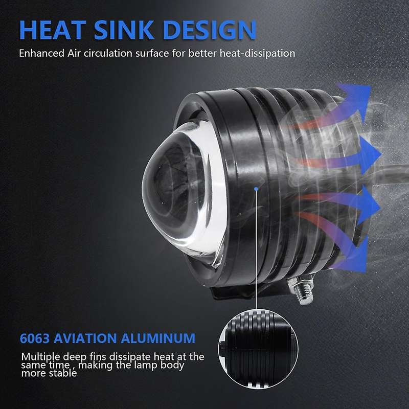 3 Inch Motorcycle Headlight 30w 6000lm Fisheye Led Motorbike Light
